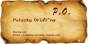 Pulszky Oriána névjegykártya